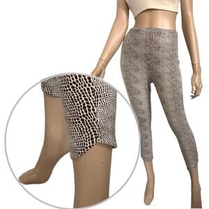 Edgy Snake Print Mob Wife Pants L Crop Legging Slinky Knit Pull-On Tummy-Shaping